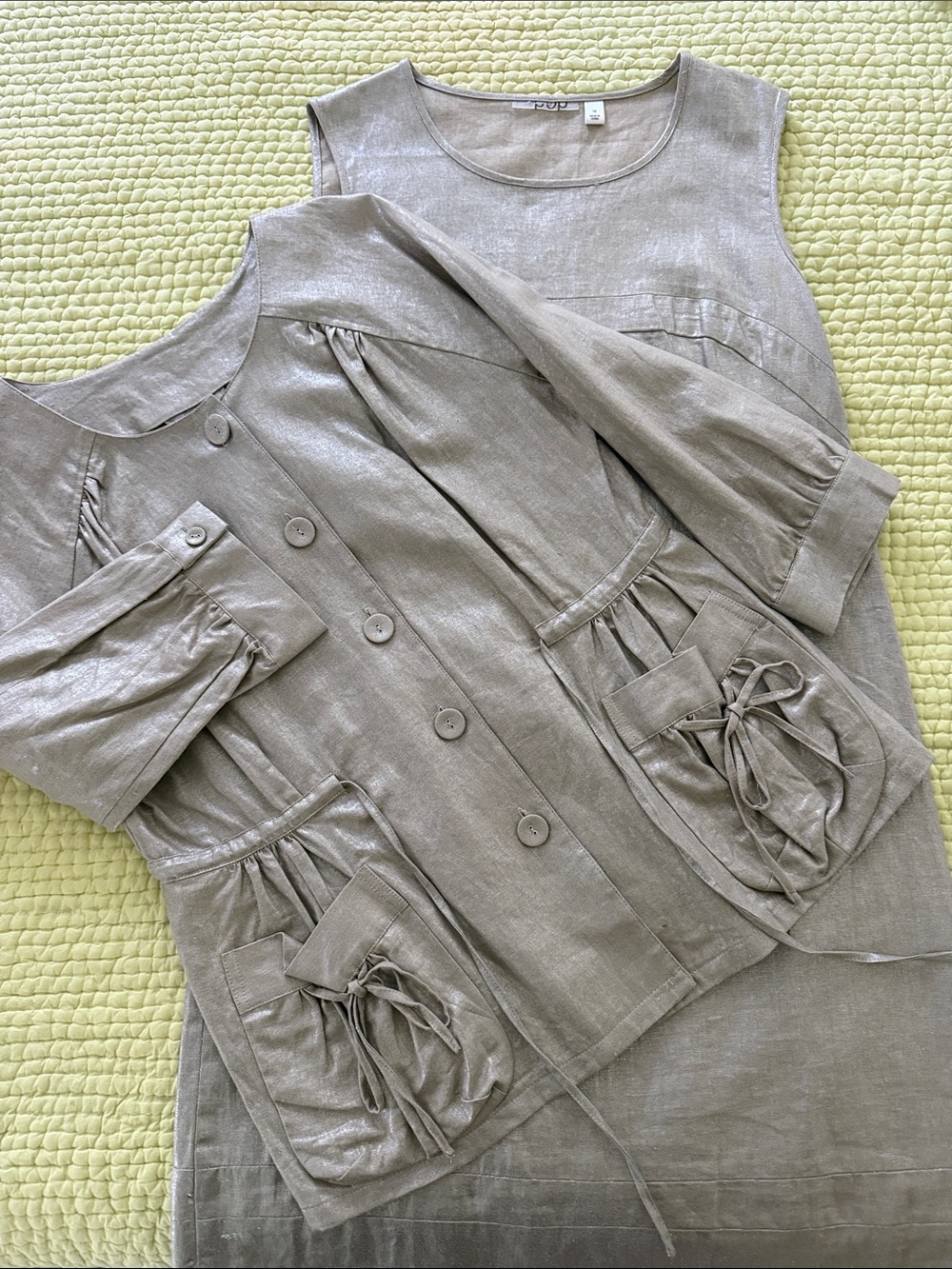 Shimmery Champagne Midi Dress/Matching Jacket with distinctive details